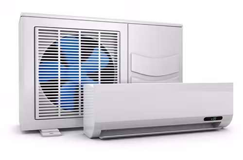 Outdoor condenser and indoor wall unit of a ductless mini-split air conditioning system