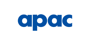 apac Blue apac logo in bold rounded lowercase letters on white background