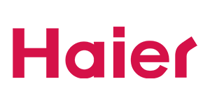 haier Haier logo in bold red lettering on a white background
