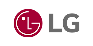 lg LG logo with dark red circular emblem and gray uppercase letters on white background