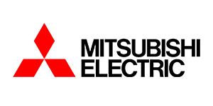 mitsubishi Mitsubishi Electric logo with red three-diamond mark and black wordmark on white background