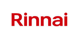 rinnai Rinnai logo in red bold text on a white background
