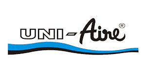 uni-air UNI-Aire logo with black stylized script and wavy blue line, representing repairs & maintenance services